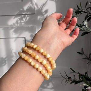 Elegant Yellow Beaded Bracelet Set